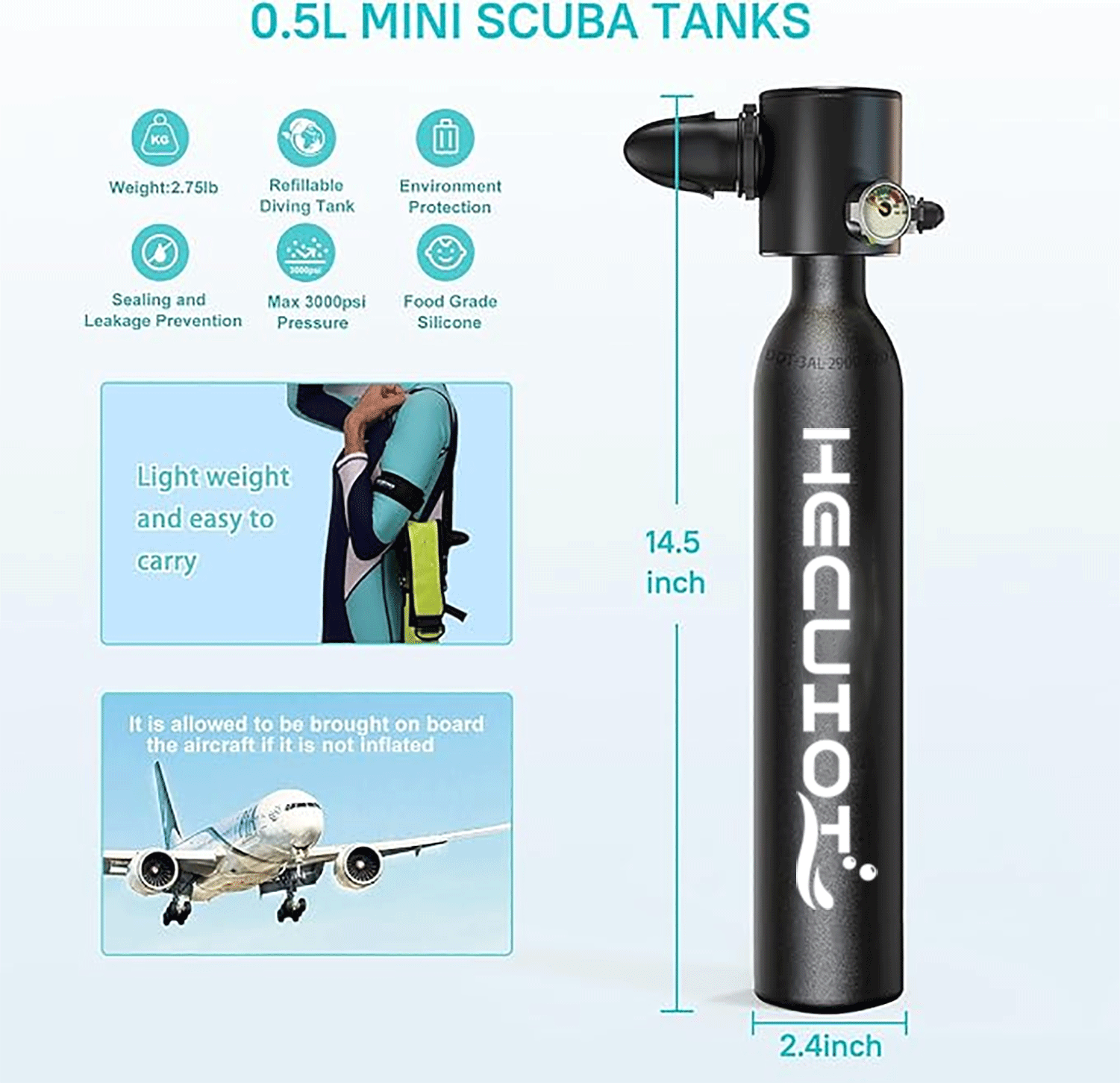 HECUIOI خزان سكوبا صغير معدات  - مراجعة Snorkel Dry Top وسعره